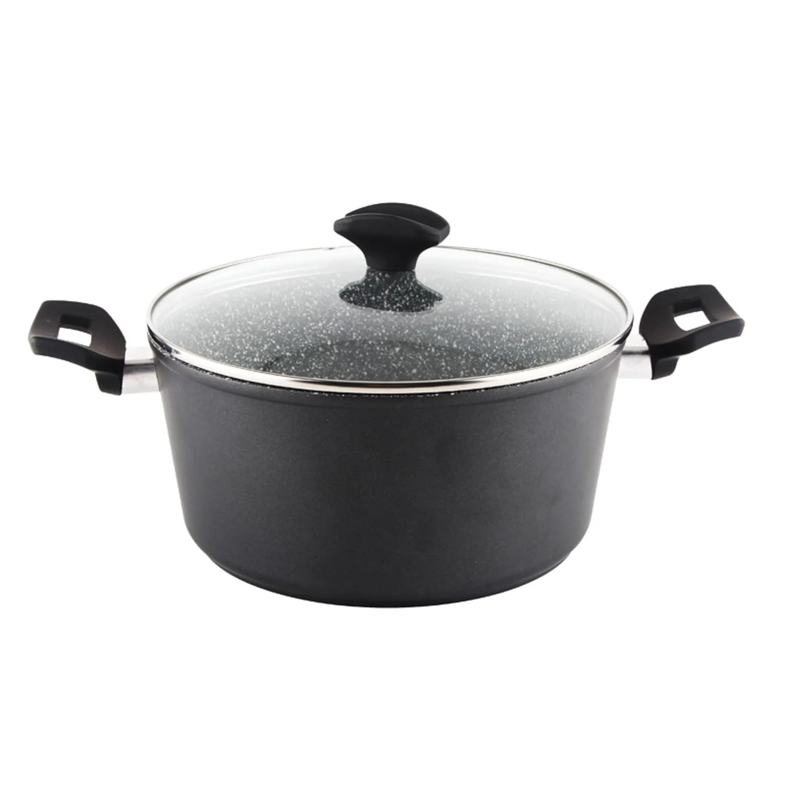 Oala Zilan ZLN-3338 cu capac din sticla - 28cm, interior granit, compatibila inductie, 6L