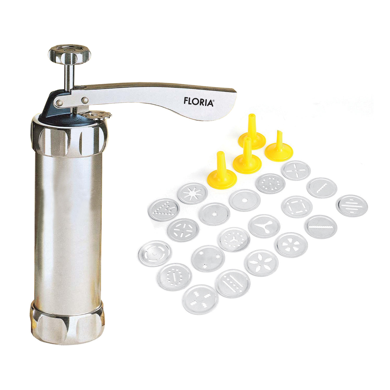 Aparat pentru fursecuri si biscuiti FLORIA ZLN-2652 - set complet cu 20 forme si 4 palnii ornare