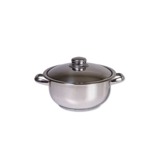 Oala din inox premium Cocinera cu capac din sticla - 20cm, 2L, baza tri-stratificata