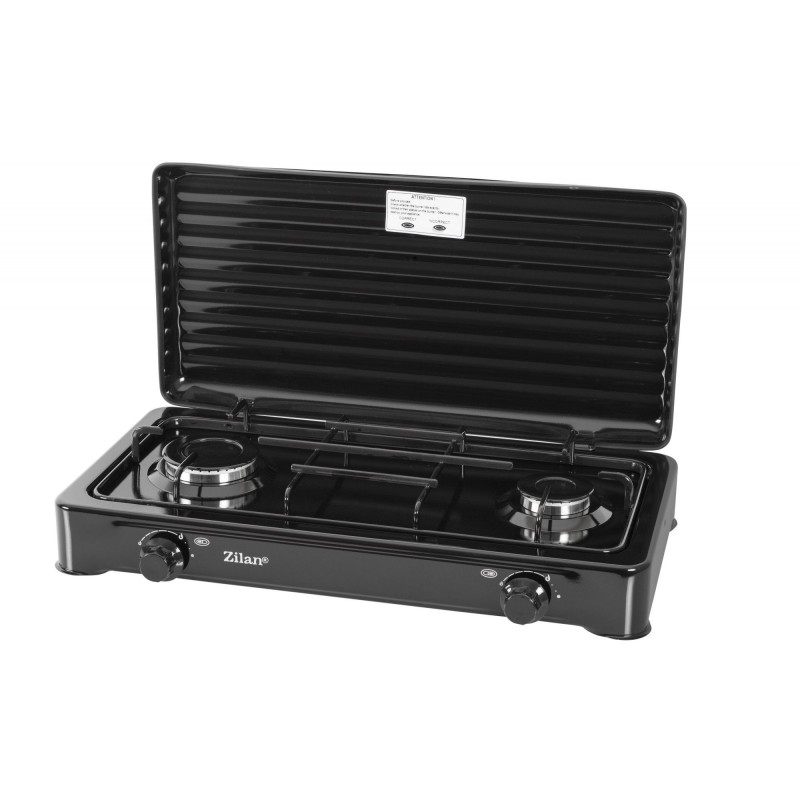 Aragaz Portabil ZILAN ZLN-0025 cu 2 Ochiuri GPL - Negru, Perfect pentru Camping si Bucatarie