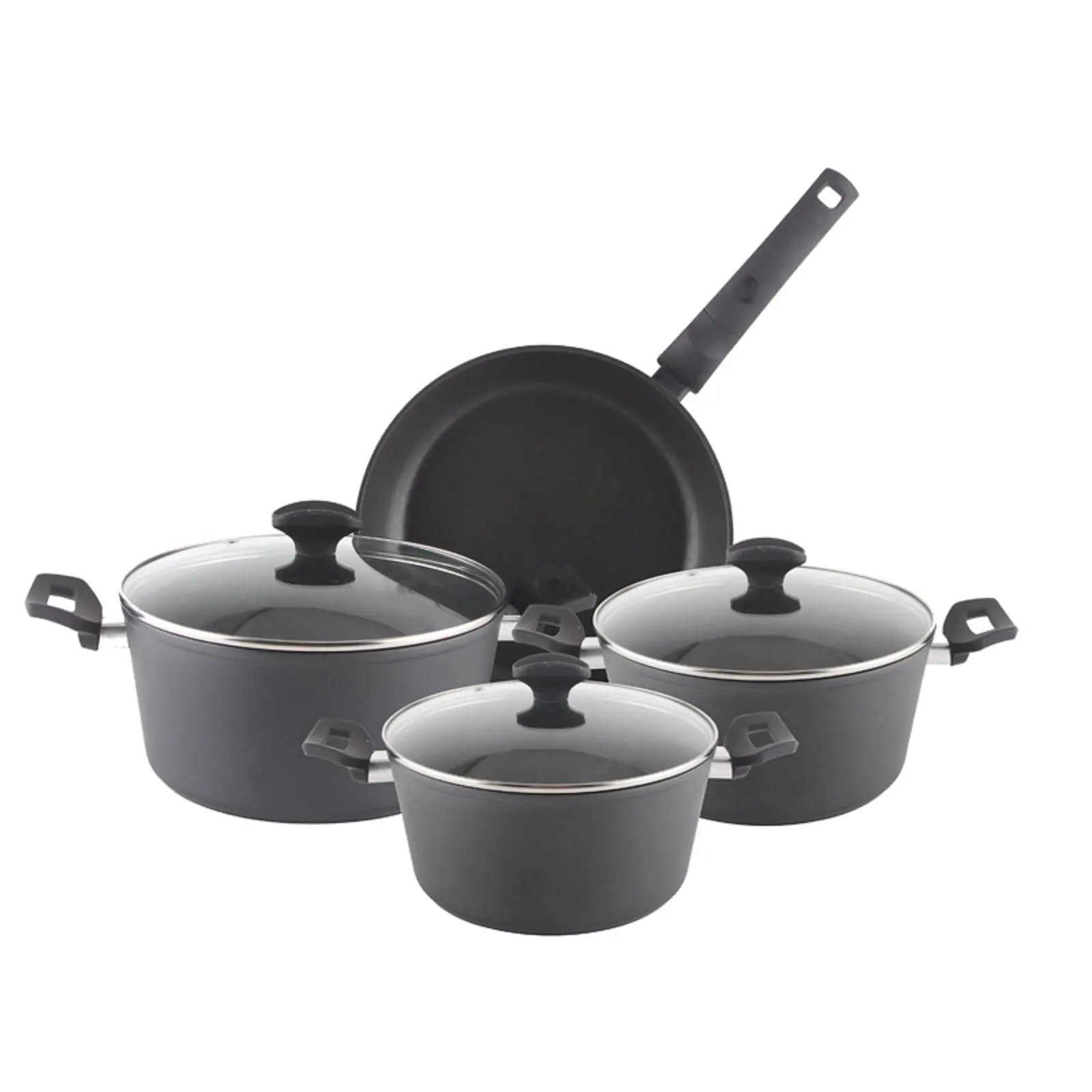 Set oale aluminiu 7 piese Zilan ZLN-3277 neaderente, compatibile inductie, capace sticla