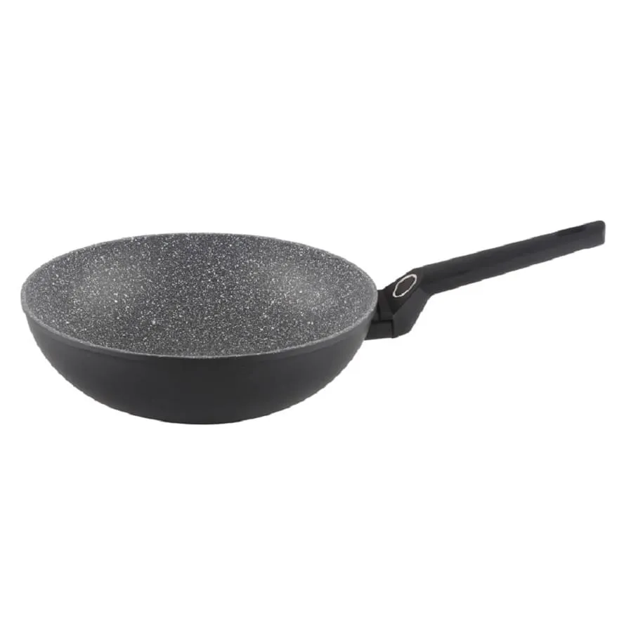 Tigaie Wok Zilan ZLN3345 cu granit, 28cm - compatibil inductie, interior antiadrent, maner ergonomic
