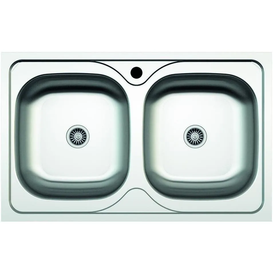 Chiuveta dubla Z-INOX ZLN-2975 din inox 304, 80x50 cm, pentru blat de bucatarie - 2 cuve